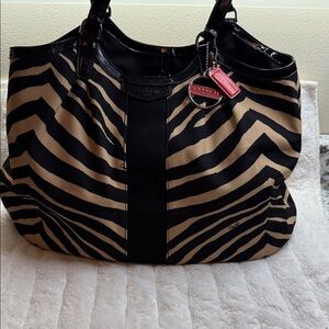 Coach Zebra Print Tote Bag